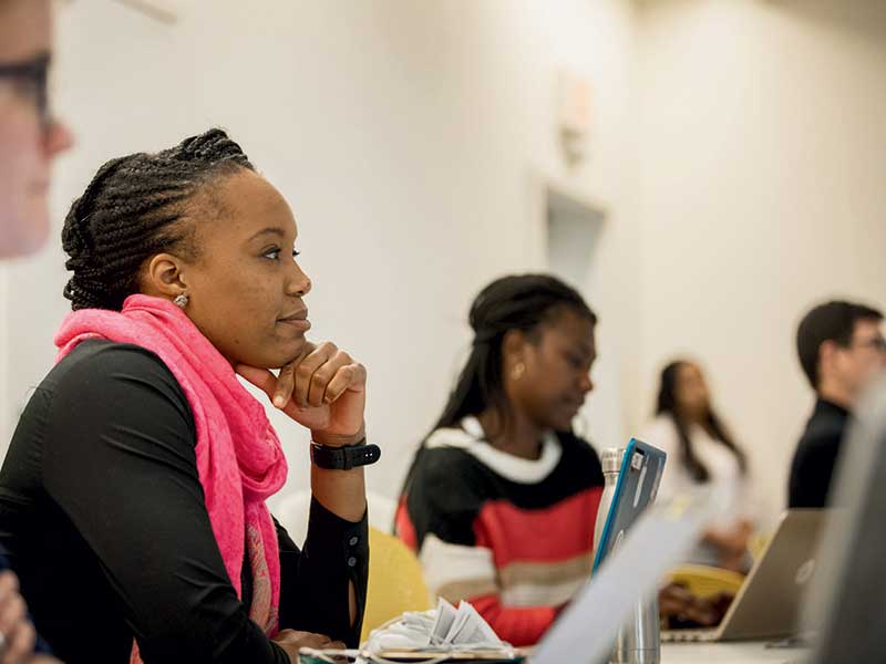Student listening in class