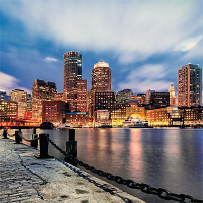 Boston skyline at night